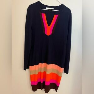 Trina Turk Camp Colorblock‎ Navy Blue Sweater Knit Dress - M